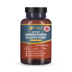 Image 1 for KSM-66 Ashwagandha and Lions Mane Tablets - High Strength 2200mg 120 Vegan Tablets