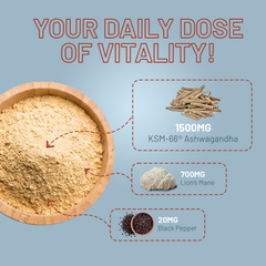 Image 4 for KSM-66 Ashwagandha and Lions Mane Tablets - High Strength 2200mg 120 Vegan Tablets