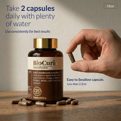 Image 4 for BioCuria 6-Blend Mushroom Complex for Immunity & Antioxidant 120 Capsules