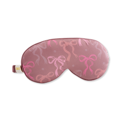 Image 1 for Cloud Padded Satin Sleep Mask Mocha Bows