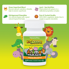 Image 4 for Animal Parade KidGreenz Tropical Fruit Flavour 90 Chewables