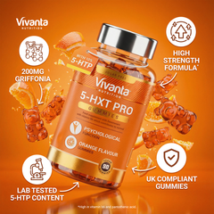 Image 5 for 5HXT Pro Gummies 200mg - 5-HTP Supplement with Vitamin B6 - 90 Vegan Gummies (Orange Flavour)