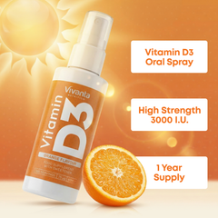Image 2 for Vitamin D Spray - 3000IU 75µg - 60ml Orange Flavour - 1 Year Supply Vegetarian Oral Spray