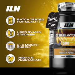 Image 4 for Creatine Capsules - 5,200mg Creatine Monohydrate per Serving Plus ALA - 500 Vegan Capsules