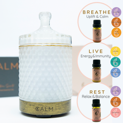 Image 5 for Aroma Diffuser with Essential Oil Blend Set‚ Stress, Energy & Sleep Support (3 x 10ml)‚ Breathe, Live & Rest Calm