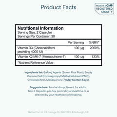 Image 5 for Vitamin D3 with Vitamin K2 60 Capsules