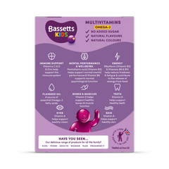 Image 2 for Bassetts Kids Multivitamins 3-6 Omega-3 Blackcurrant 30 Gummies