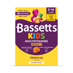 Image 1 for Bassetts Kids Multivitamins 7-11 Omega-3 Tropical 30 Gummies