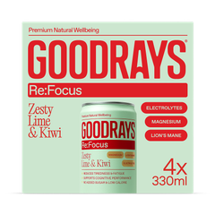 Image 1 for Re:Focus Electrolytes, Magnesium & Lions Mane Lime & Kiwi Drink 4 x 330ml