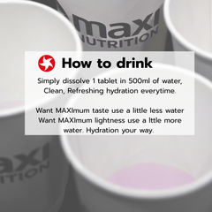 Image 5 for MaxiNutrition Hydration tabs, Black Currant, Zero Sugar 6 x10 Tablets (6 Pack)