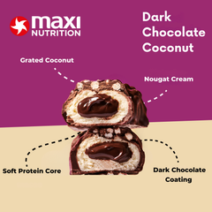 Image 2 for MaxiNutrition Creamy Core Protein Bar - Snack - Fat-Free, Low in Sugar - 13g Protein - Dark Chocolate Coconut 12 x 45g