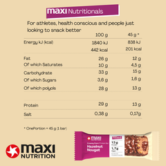 Image 5 for MaxiNutrition Creamy Core Protein Bar - 13g Protein Snack - Hazelnut Nougat, 201 kcal per Serving, 12 x 45g