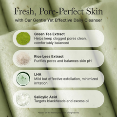 Image 3 for Green Tea + LHA Deep Pore Rice Cake Cleanser 150g
