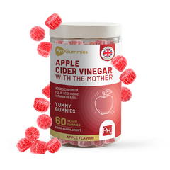 Image 1 for Apple Cider Vinegar Gummies with The Mother 1000mg | Enhanced with Vitamin B12, Vitamin B6, Folic Acid, Chromium, Iodine | 60 Vegan ACV Gummies (not Capsule) | Apple Flavours | Made in UK by Prowise