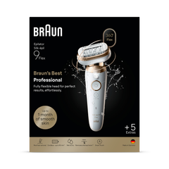 Image 3 for Braun Silk·épil 9 Flex, Wet & Dry Epilator, Lasting Smooth Skin, 9-060 3D, Gold