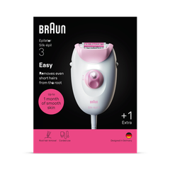 Image 2 for Braun Silk·épil 3, Corded Epilator, Lasting Smooth Skin, 3-202, Pink