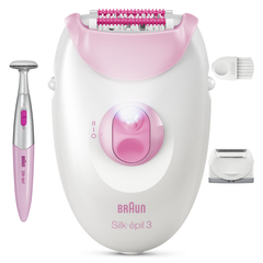 Image 3 for Braun Silk·épil 3, Corded Epilator, Lasting Smooth Skin, 3-202, Pink