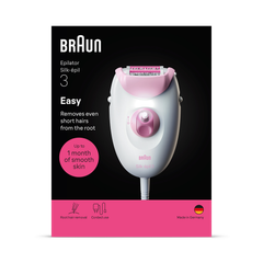 Image 2 for Braun Silk·épil 3, Corded Epilator, Lasting Smooth Skin, 3-000, Pink