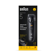 Image 1 for Braun Beard Trimmer Series 5, +2 Styling Tools, 20 Lengths, Sharp Blade, BT5500, Black
