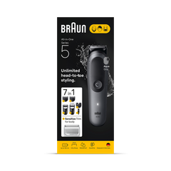 Image 1 for Braun All-in-One Kit Series 5, 7in1 Grooming, Sharp Blade, Body Trim, AIO5520, Grey
