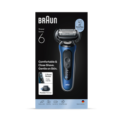 Image 1 for Braun Series 6 Electric Shaver, +1 Attachment, 62-B1200S, Blue