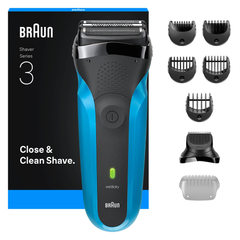 Image 2 for Braun Series 3 Shave&Style 310BT Electric Shaver, Wet & Dry Razor for Men, Black/Blue