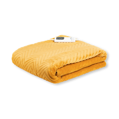 Image 2 for Hurry Home Deluxe Velvet Warming Throw - Mustard Herringbone