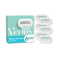 Image 2 for Gillette Venus Deluxe Smooth Sensitive Women's Razor Blade Refills, Pack of 6, 5 blades for a longer-lasting smooth shave