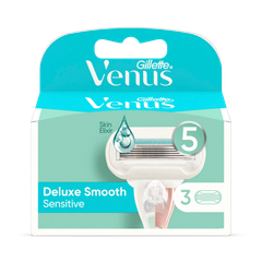 Image 1 for Gillette Venus Deluxe Smooth Sensitive Women's Razor Blade Refills, Pack of 3, 5 blades for a longer-lasting smooth shave