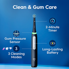 Image 5 for Oral-B iO 3 Electric Toothbrush, Black, 1 Brush Head, Travel Case
