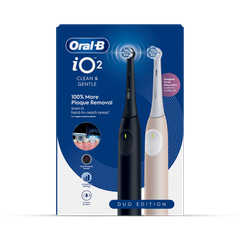 Image 1 for Oral-B iO 2 Electric Toothbrush, 2-Pack, Black & Pink, 2 Brush Heads, Travel Case
