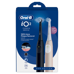 Image 3 for Oral-B iO 2 Electric Toothbrush, 2-Pack, Black & Pink, 2 Brush Heads, Travel Case