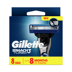 Image 1 for Mach3 Turbo Razor Refills for Men, 8 Razor Blade Refills