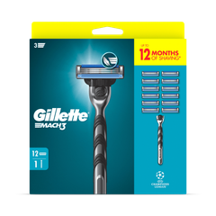Image 1 for UEFA Champions League Special Edition Mach3 Razor for Men, 1 Gillette Razor, 12 Refills