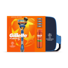 Image 1 for Fusion5 UCL Razor For Men, 1 Gillette Razor, 3 Replacement blades, Shave Gel 200ml, Washbag
