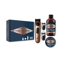 Image 1 for King C. Gillette Men's Beard Trimmer PRO Gift Set With Precision Wheel, Wash and Balm