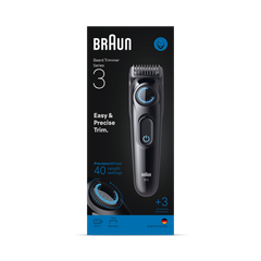 Image 1 for Braun Beard Trimmer Series 3, +3 Styling Tools, 40 Lengths, Sharp Blade, BT3520, Black