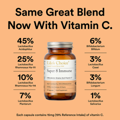 Image 4 for Super 8 Immune - 8 Probiotic Strains + Vit C - 60's