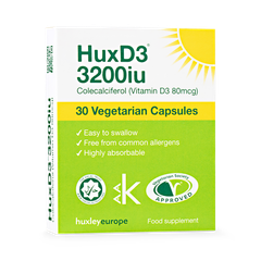 Image 2 for HuxD3 3200iu Vitamin D3 30 veg caps