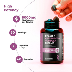 Image 3 for 4 Mushroom Complex Berry 8000 mg 60 Gummies