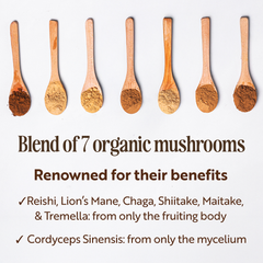 Image 3 for Organic 7 Mushroom Blend Powder (Reishi, Chaga, Shiitake, Maitake, Lion’s Mane, Cordyceps, Tremella)