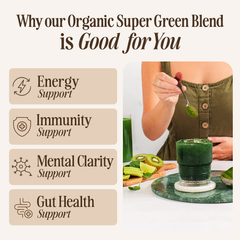 Image 4 for Organic Super Green Blend (Spirulina, Chlorella, Wheatgrass & Barley Grass) 400g