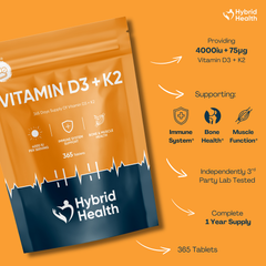 Image 3 for Vitamin D3 + K2 365 Tablets