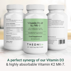 Image 2 for Vitamin D3 & K2 MK-7 with Medium Chain Triglycerides (MCTs) 60 Capsules