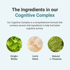 Image 4 for Cognitive Complex with Ginkgo Biloba, Lion’s Mane & Natural L-Theanine 60 Capsules