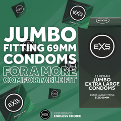 Image 5 for Jumbo 69mm XX-Large Condoms Vegan Extra Large Size 12 Pack