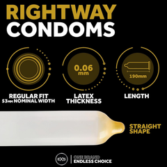 Image 5 for Rightway Gold Condoms Vegan Gold Coloured Tip 12 Pack
