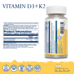 Image 2 for Vitamin D3 3000 IU and K2 50mcg 120 Capsules