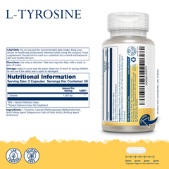 Image 2 for L-Tyrosine Free-Form Amino Acid Supplement 1000mg 60 Capsules
