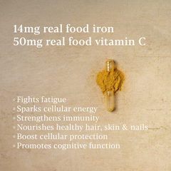 Image 3 for True Food® Botanical Iron 14mg Iron & 50mg Vitamin C - Plant-Based - 30 Vegan Capsules